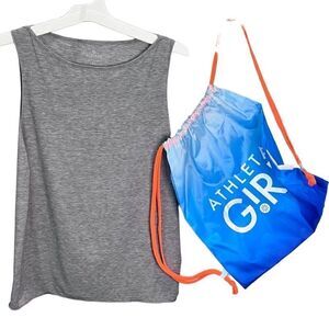 Athleta muscle tee shirt draw string bag bundle grey size XS